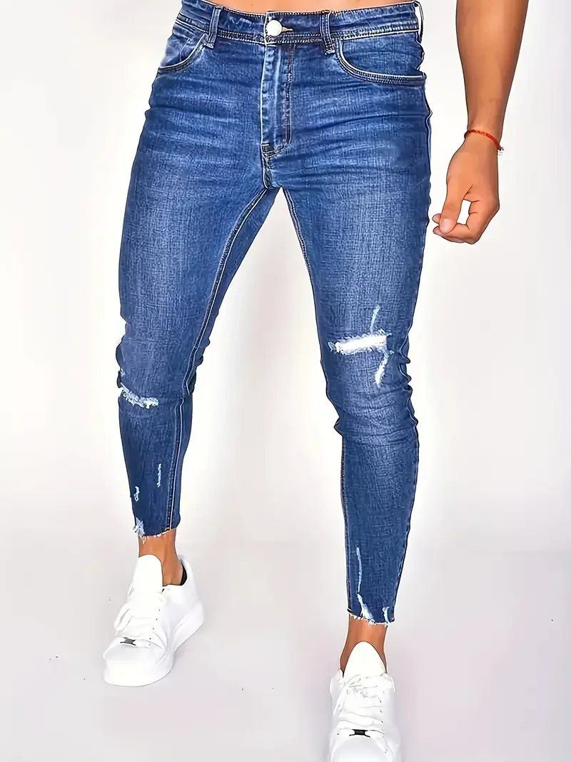 Men'S Slim Fit Distressed Warmth Jeans - Stretch Denim, Ripped Design, Mid-Rise, Cotton Blend, Perfect for Casual Street Style,
Men'S Slim Fit Distressed Warmth Jeans - Stretch Denim, Ripped Design, Mid-Rise, Cotton Blend, Perfect for Casual Street Style,