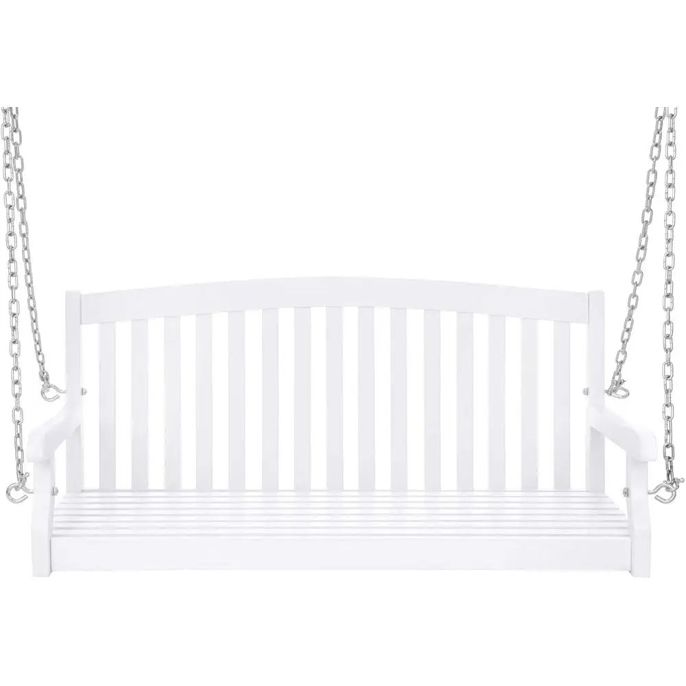 Прочная белая деревянная скамья-качели для веранды с металлическими цепями, изогнутой спинкой, грузоподъемностью 500 фунтов, идеально подходит для отдыха на открытом воздухе.
Прочная белая деревянная скамья-качели для веранды с металлическими цепями, изогнутой спинкой, грузоподъемностью 500 фунтов, идеально подходит для отдыха на открытом воздухе.