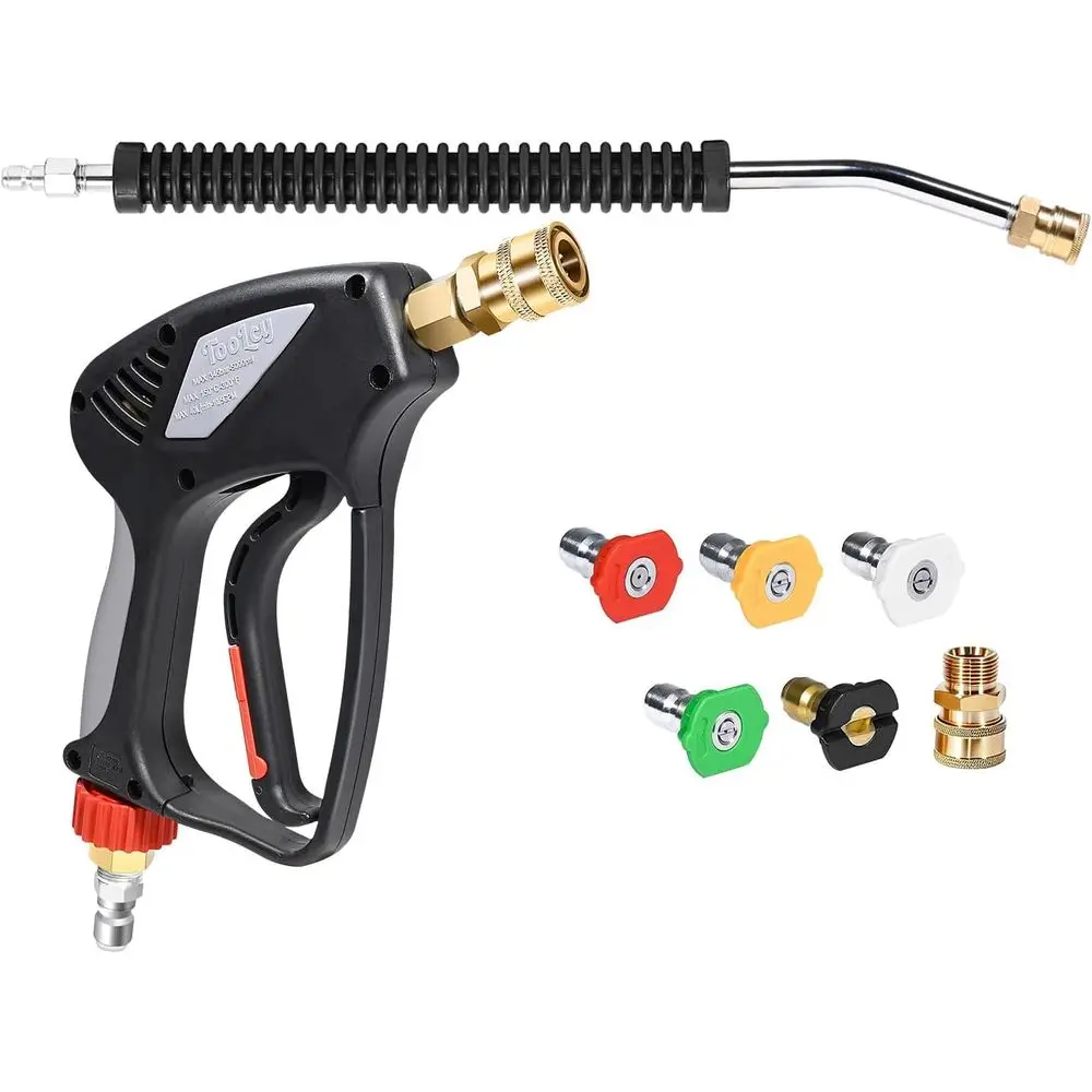 5000 PSI High-Pressure Washer with 18 Curved Wand, 360° Swivel, Quick Connect Outlet, and 5 Nozzle Tips
5000 PSI High-Pressure Washer with 18 Curved Wand, 360° Swivel, Quick Connect Outlet, and 5 Nozzle Tips