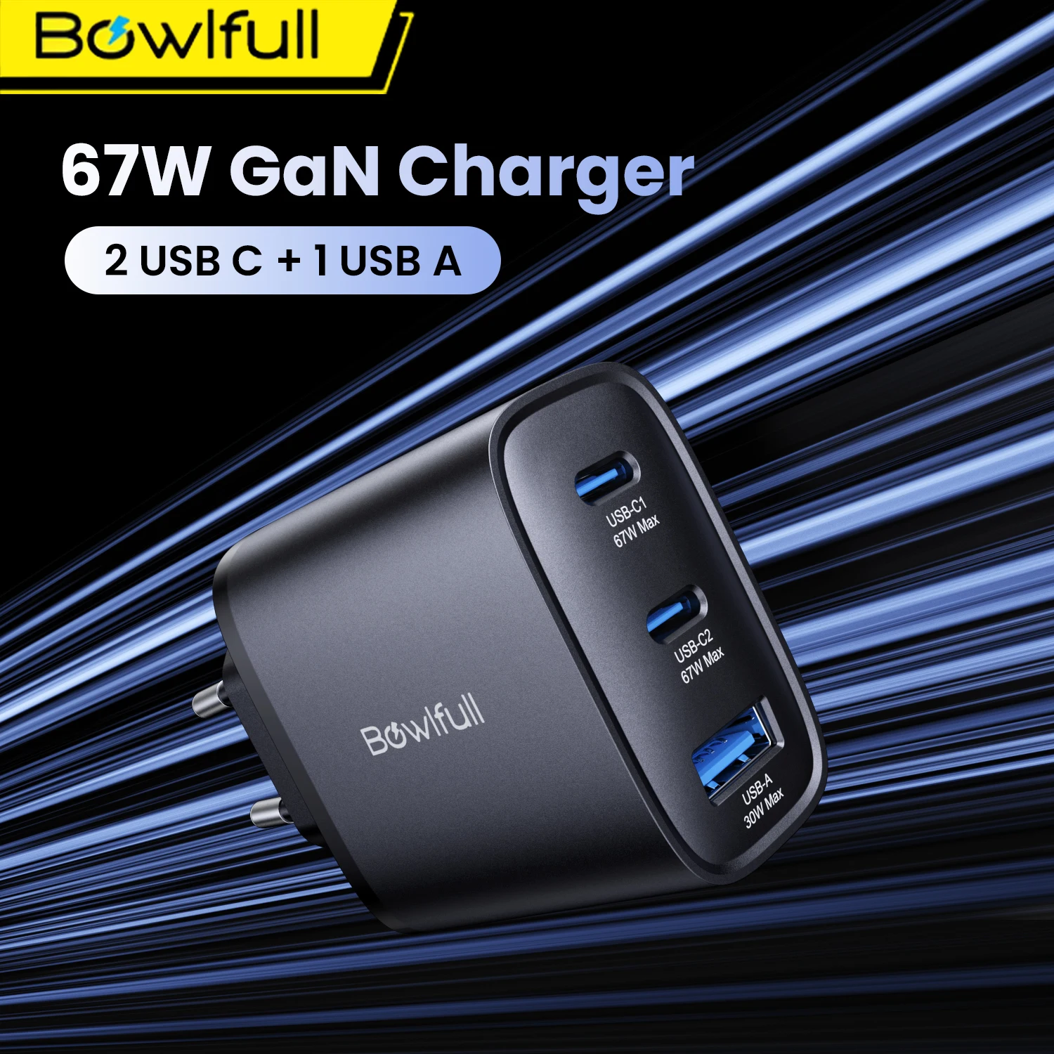 Зарядное устройство Bowlfull 67W GaN с 3 портами USB (2C 1A), PD3.0, QC3.0, PPS, настенное, USB Type-C, быстрая зарядка для Macbook, iPad, iPhone 17, Samsung
Зарядное устройство Bowlfull 67W GaN с 3 портами USB (2C 1A), PD3.0, QC3.0, PPS, настенное, USB Type-C, быстрая зарядка для Macbook, iPad, iPhone 17, Samsung