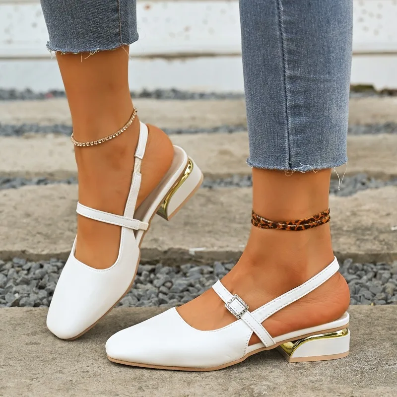 Elegant Square Toe Slingback Pumps Women Summer Metal Decorat Designer Comfort Thick Medium Heel Sandals Woman's Sandals
Elegant Square Toe Slingback Pumps Women Summer Metal Decorat Designer Comfort Thick Medium Heel Sandals Woman's Sandals