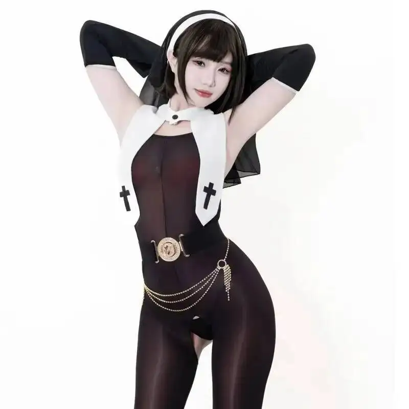 Sexy Sexy Role-playing Hollow-out Nun Uniform Open Crotch Abstinence-style Nightclub Wear Backless Suspenders Bodysuits DR7H
Sexy Sexy Role-playing Hollow-out Nun Uniform Open Crotch Abstinence-style Nightclub Wear Backless Suspenders Bodysuits DR7H