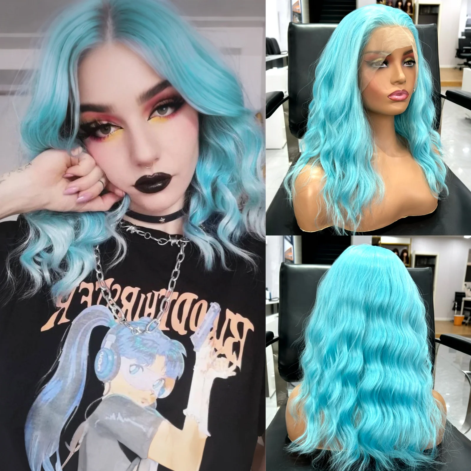 Short Curly Wavy Bob Wig for Women Synthetic Hair Free Part Shoulder Length Loose Curly Natural Wave Blue Colored Wigs for Daily
Short Curly Wavy Bob Wig for Women Synthetic Hair Free Part Shoulder Length Loose Curly Natural Wave Blue Colored Wigs for Daily