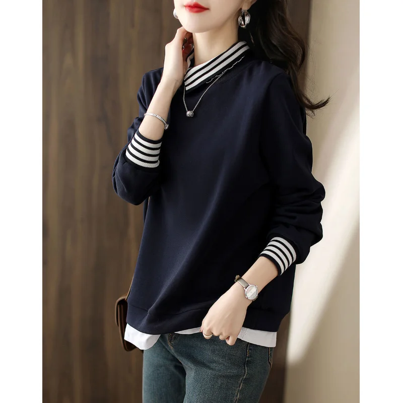 Spring and Autumn Pullover 2023 New Temperament Age Reducing Rib Splice Versatile and Comfortable Half High Collar Hoodies Girl
Spring and Autumn Pullover 2023 New Temperament Age Reducing Rib Splice Versatile and Comfortable Half High Collar Hoodies Girl