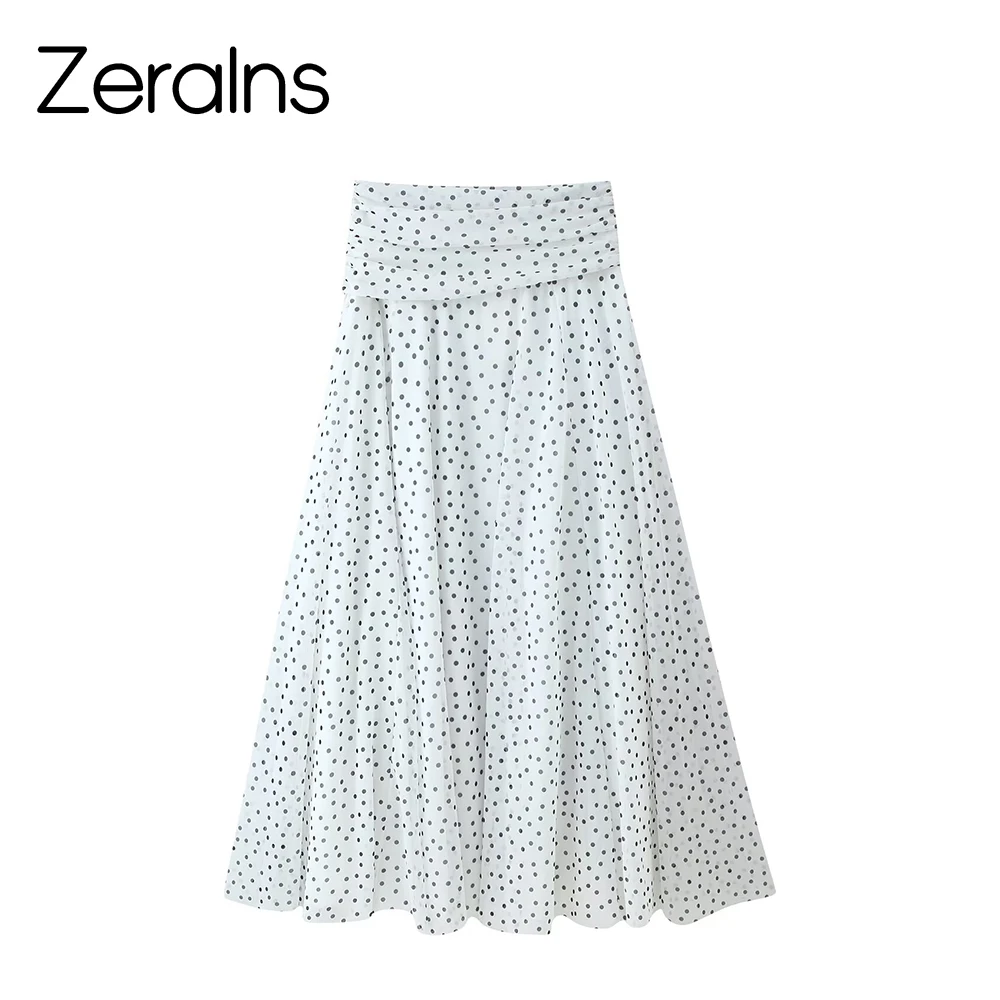 ZERAINS Spring and summer new women's clothing French mid waist pleated decorative polka dot A-line hem long skirt
ZERAINS Spring and summer new women's clothing French mid waist pleated decorative polka dot A-line hem long skirt