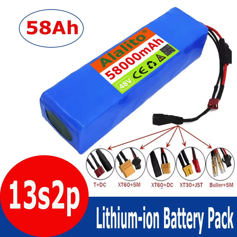 48V 58Ah 18650 Lithium Battery Pack 13S2P 1000W High Power Battery 54.6V 58000mAh BMS + Fuse
48V 58Ah 18650 Lithium Battery Pack 13S2P 1000W High Power Battery 54.6V 58000mAh BMS + Fuse
