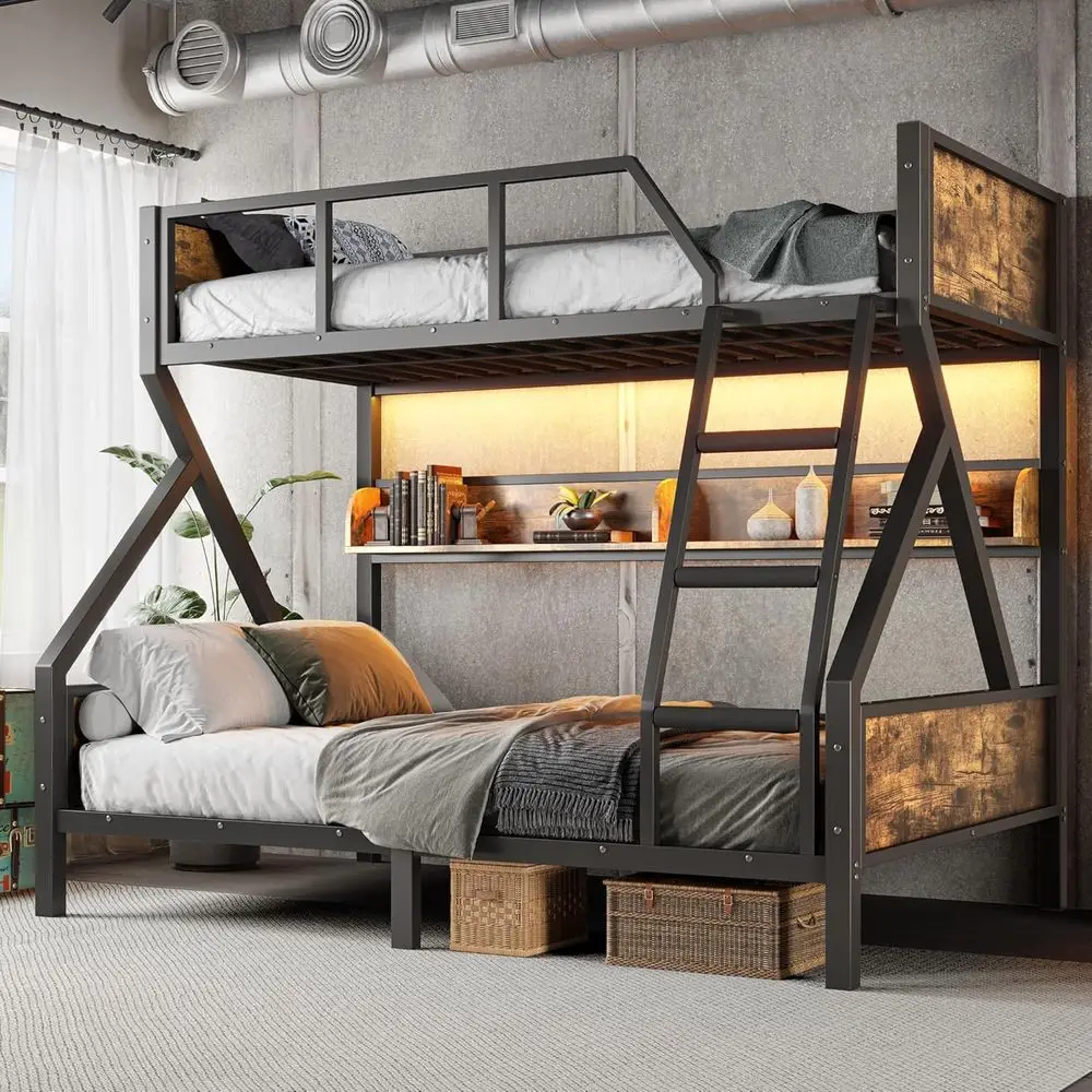 Двухъярусная металлическая кровать Twin XL с местом для хранения, светодиодной подсветкой, подходит для детей, подростков и взрослых, отделка под дерево
Двухъярусная металлическая кровать Twin XL с местом для хранения, светодиодной подсветкой, подходит для детей, подростков и взрослых, отделка под дерево