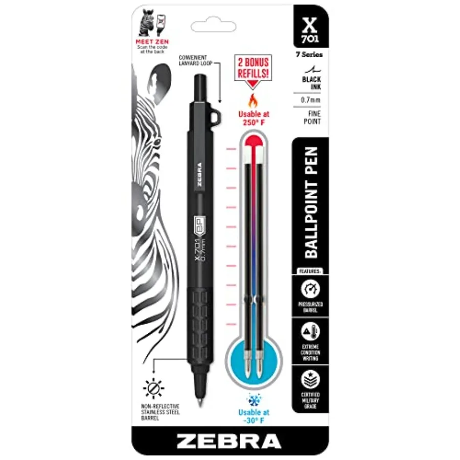 , X-701 Tactical Ballpoint Pen, Writes in Extreme Conditions, Matte Black Stainless Steel, Refillable, Lanyard Loop, 0.7mm Blac
, X-701 Tactical Ballpoint Pen, Writes in Extreme Conditions, Matte Black Stainless Steel, Refillable, Lanyard Loop, 0.7mm Blac
