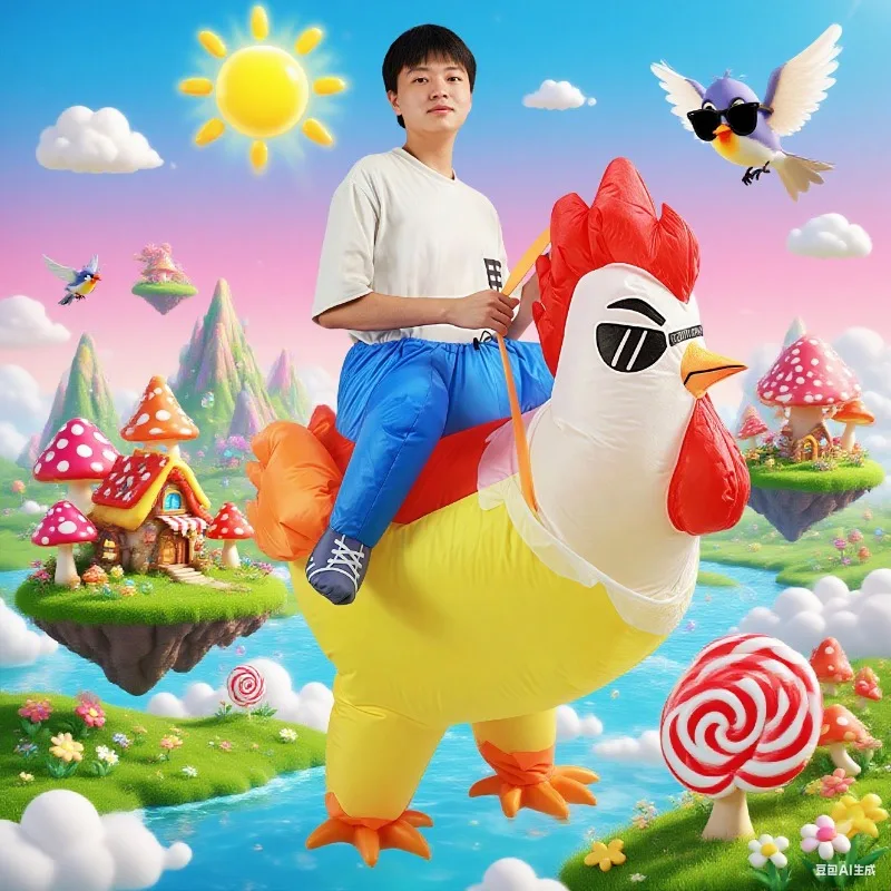 Sunglasses Chicken Inflatable Costume Adult Riding Rooster Blowing Fun Halloween Suit Men and Women Dress Up Theme Cosplay Party
Sunglasses Chicken Inflatable Costume Adult Riding Rooster Blowing Fun Halloween Suit Men and Women Dress Up Theme Cosplay Party