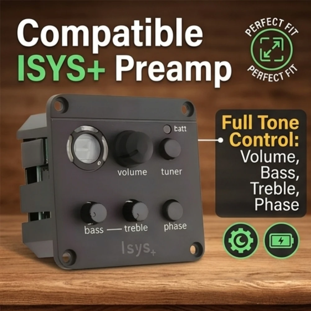 Professional Guitar Pickup EQ Preamp for Fishman ISYS+ Compatible Folk Acoustic Guitar Equalizer System with Tuner
Professional Guitar Pickup EQ Preamp for Fishman ISYS+ Compatible Folk Acoustic Guitar Equalizer System with Tuner