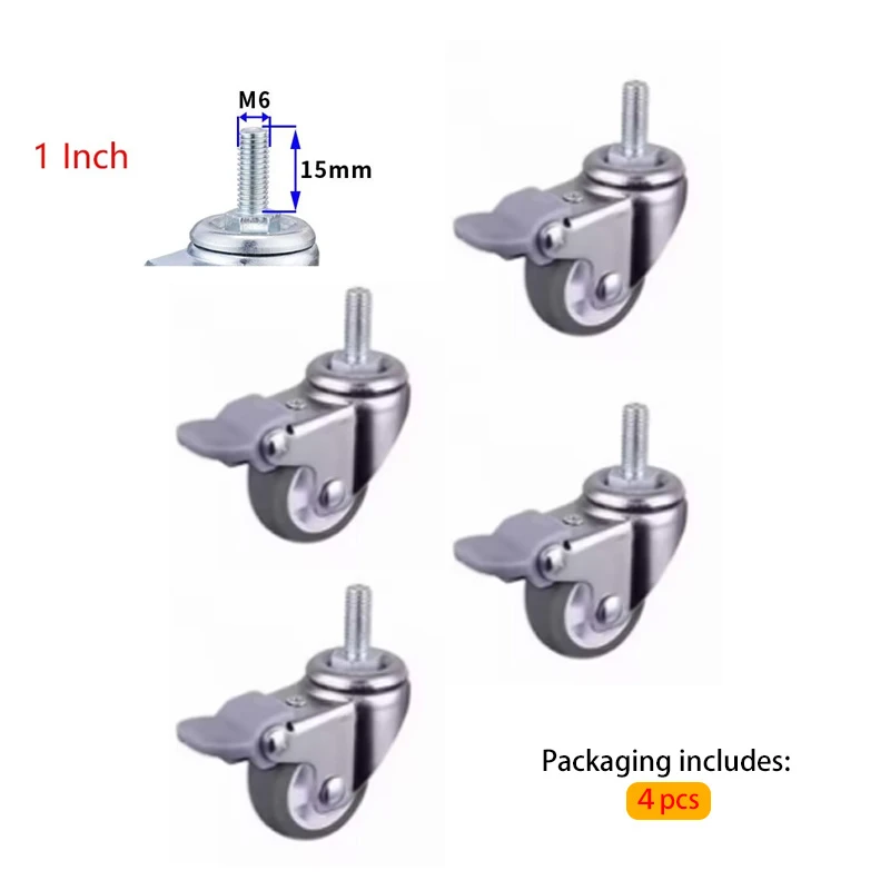 4 Packs 1 Inch M6*15mm Gray TPE Screw Wheel With Lock Pulley Beauty Instrument Brake Universal Caster
4 Packs 1 Inch M6*15mm Gray TPE Screw Wheel With Lock Pulley Beauty Instrument Brake Universal Caster