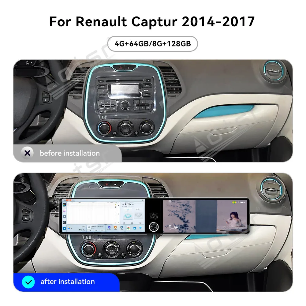 Для Renault Captur 2014-2017: 12.3-дюймовое автомобильное радио с двумя экранами на Android 13, мультимедийный видеоплеер, GPS-навигация, Carplay, DSP
Для Renault Captur 2014-2017: 12.3-дюймовое автомобильное радио с двумя экранами на Android 13, мультимедийный видеоплеер, GPS-навигация, Carplay, DSP
