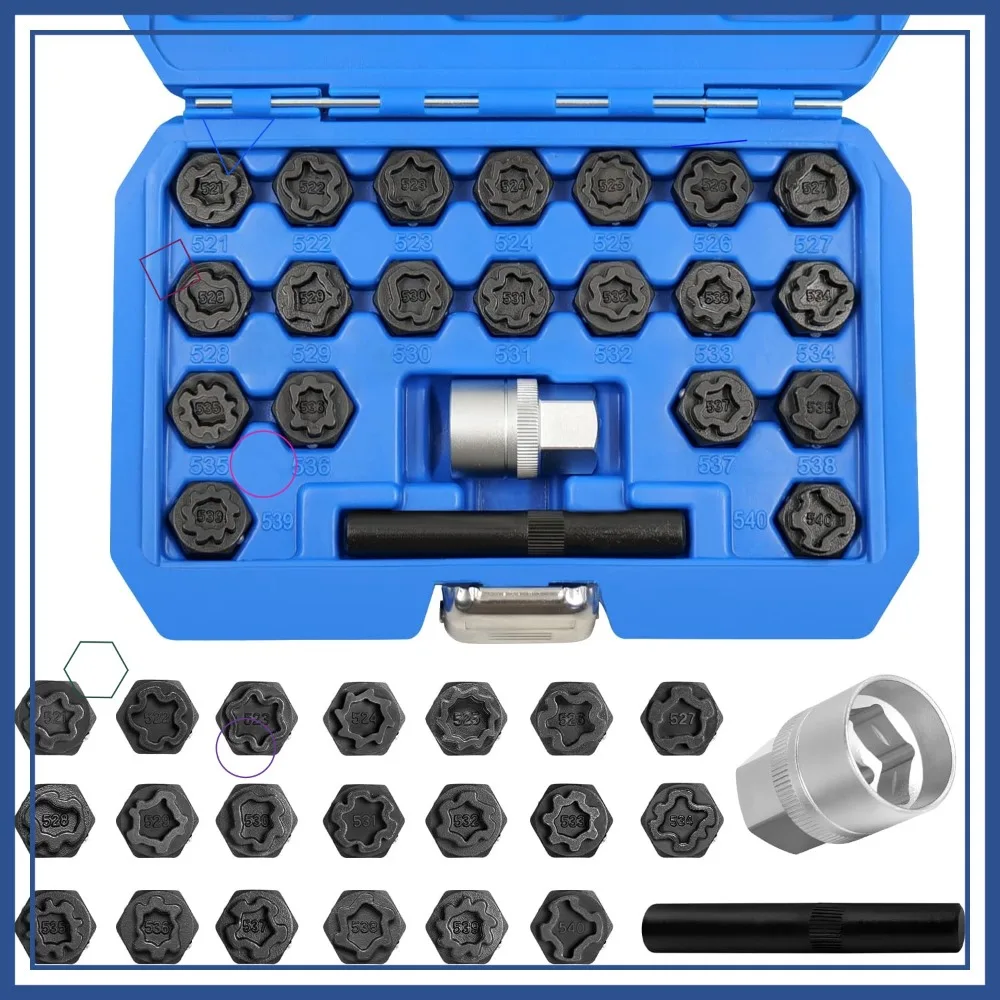 22PCS Wheel Lock Nut Key Kit for VW VAG Volkswagen, Lug Removal Tool, Anti-Theft Screw Remover
22PCS Wheel Lock Nut Key Kit for VW VAG Volkswagen, Lug Removal Tool, Anti-Theft Screw Remover