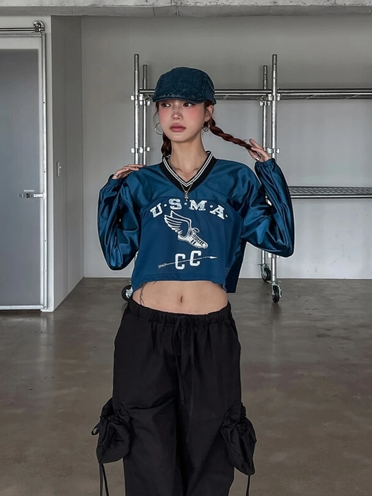 Women Crop Top T-shirt American Street Motorcycle Style Ice Hockey Suit Pearl Long Sleeved T-shirt Women's Spring Jazz Short Top
Women Crop Top T-shirt American Street Motorcycle Style Ice Hockey Suit Pearl Long Sleeved T-shirt Women's Spring Jazz Short Top