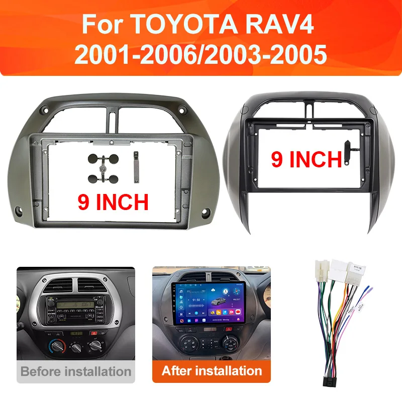 For TOYOTA RAV4 2001-2006 DVD Frame Adapter Stereo Radio Audio Dash Head Unit Navigation Harness Panel Kit Car Fascia
For TOYOTA RAV4 2001-2006 DVD Frame Adapter Stereo Radio Audio Dash Head Unit Navigation Harness Panel Kit Car Fascia