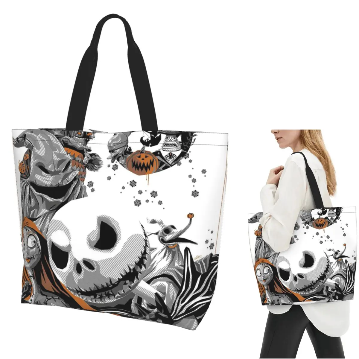 Nightmare Before Christmas Cartoon Shopping Tote Bag Canvas Large Capacity Shoulder Bags Shopper Grocery Handbag for Women
Nightmare Before Christmas Cartoon Shopping Tote Bag Canvas Large Capacity Shoulder Bags Shopper Grocery Handbag for Women