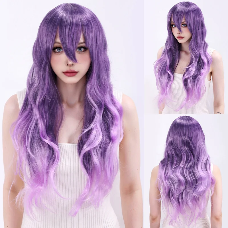 European and American style women's for concerts, purple gradient wig, long curly hair, anime cosplay full head wi
European and American style women's for concerts, purple gradient wig, long curly hair, anime cosplay full head wi