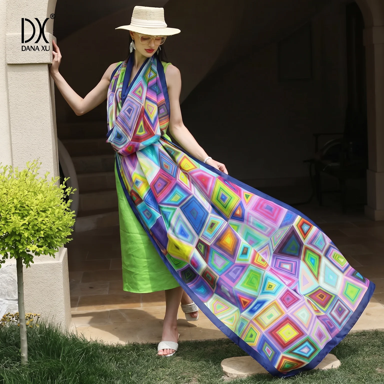 Women's Silk Scarf Colorful Geometric Print 245*110cm Large Satin Shawl Summer Sunscreen Beach Wrap Foulard Fashion Headscarf
Women's Silk Scarf Colorful Geometric Print 245*110cm Large Satin Shawl Summer Sunscreen Beach Wrap Foulard Fashion Headscarf