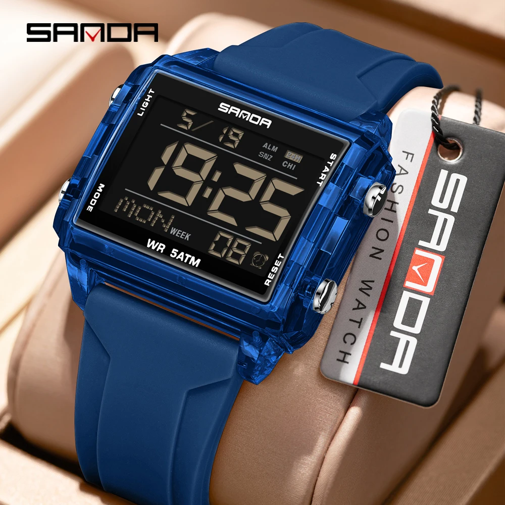 SANDA 6275 Watch For Men Women LED Backlight Male Wristwatch Mens Woman Digital Watches Waterproof Trend Rectangle Design Sports
SANDA 6275 Watch For Men Women LED Backlight Male Wristwatch Mens Woman Digital Watches Waterproof Trend Rectangle Design Sports
