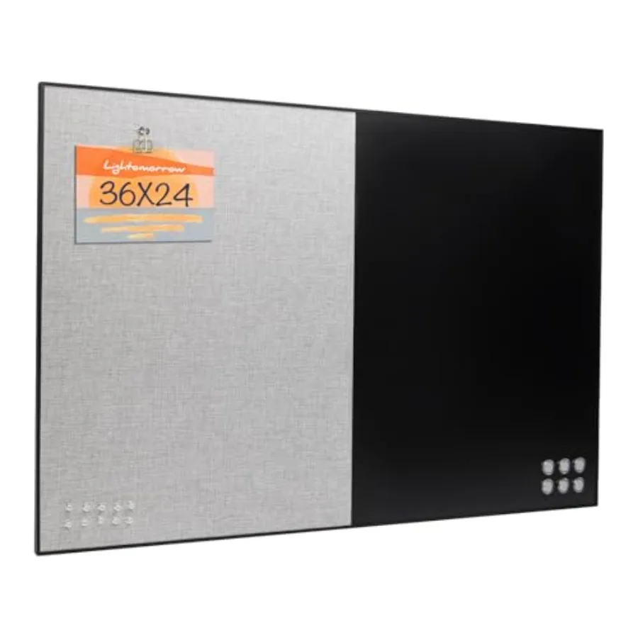 Bulletin Board 36 x 24 inches Black Board and Grey Fabric Board Combo Black Aluminum Framed Linen Vision Board with 10 Push Pin
Bulletin Board 36 x 24 inches Black Board and Grey Fabric Board Combo Black Aluminum Framed Linen Vision Board with 10 Push Pin