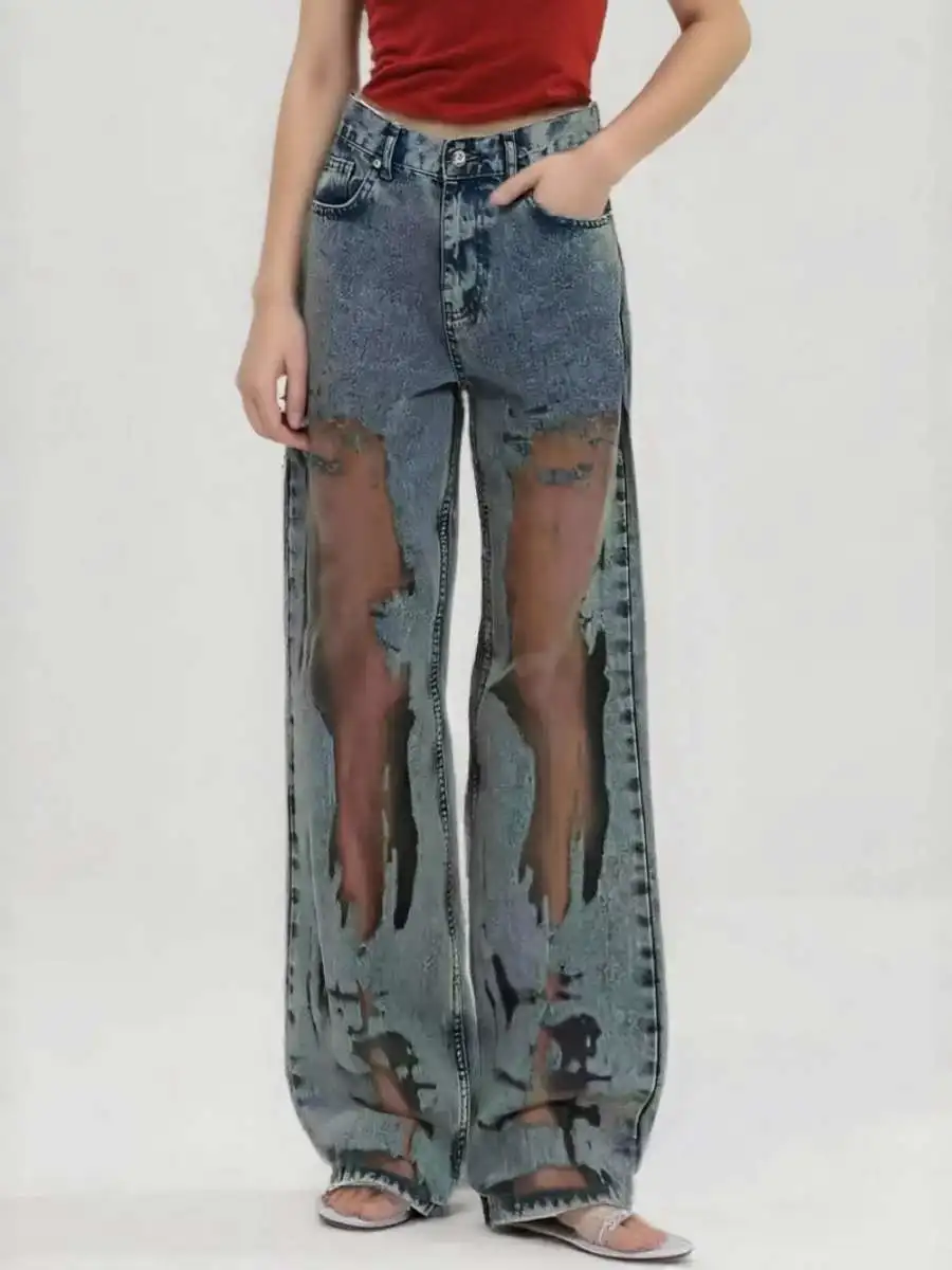 Retro American Denim Wide Leg Pants Women Loose Floor Length Design Sensation Washed out Jeans Summer Trend Natural Waist
Retro American Denim Wide Leg Pants Women Loose Floor Length Design Sensation Washed out Jeans Summer Trend Natural Waist