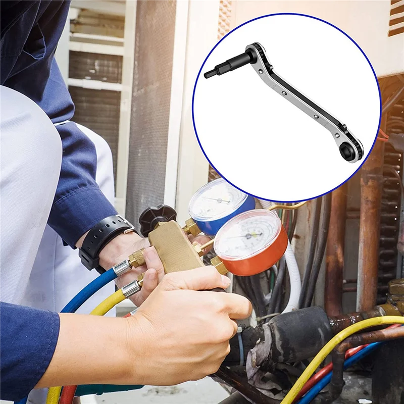 AA46 Hvac Service Wrench Air Conditioner Valve Ratchet Wrench (1/4Inch, 3/8Inch, 3/16Inch, 5/16Inch) With Hex Bit Adapter
AA46 Hvac Service Wrench Air Conditioner Valve Ratchet Wrench (1/4Inch, 3/8Inch, 3/16Inch, 5/16Inch) With Hex Bit Adapter