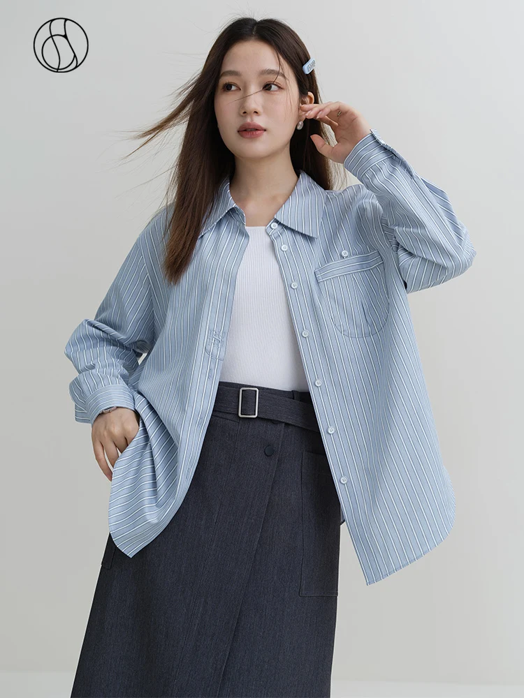 DUSHU College Style Blue Striped Long-sleeved Shirt for Women 2023 Winter Chic Style All-match Casual Top Shirt for Female
DUSHU College Style Blue Striped Long-sleeved Shirt for Women 2023 Winter Chic Style All-match Casual Top Shirt for Female