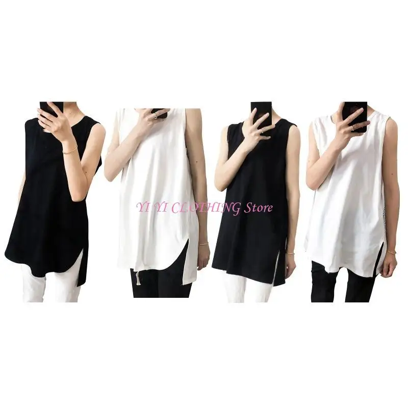 N5KF Women Sleeveless Round Neck Long for Tank Top Basic Plain Color Tunic Blouse Shirts Mid-Length Bottoming Loose Ves
N5KF Women Sleeveless Round Neck Long for Tank Top Basic Plain Color Tunic Blouse Shirts Mid-Length Bottoming Loose Ves