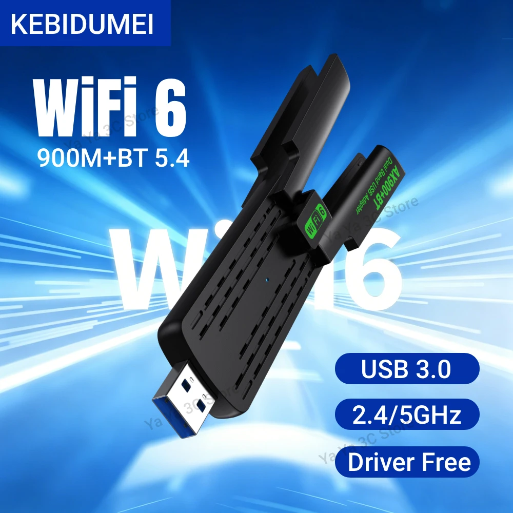 KEBIDUMEI WiFi 6 AX900 USB Adapter Bluetooth 5.4 Dual Band 2.4G 5G USB 3.0 Wireless Card Receiver Driver Free For Win 10/11
KEBIDUMEI WiFi 6 AX900 USB Adapter Bluetooth 5.4 Dual Band 2.4G 5G USB 3.0 Wireless Card Receiver Driver Free For Win 10/11