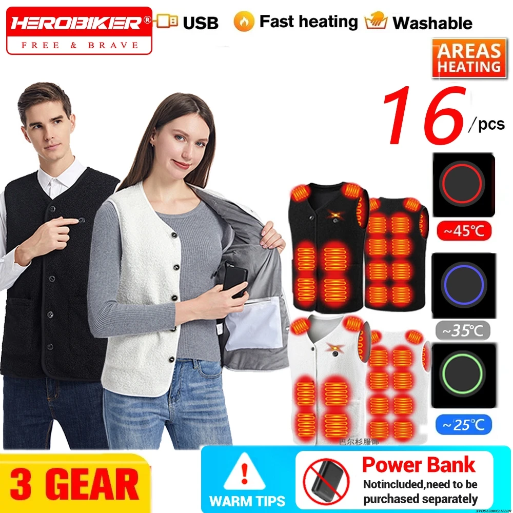 Electric Heated Jackets 16 Areas Heated Vest Men Women Fleece V-neck Usb Electric Temperature Winter Thermal Warm Heated Vest 
Electric Heated Jackets 16 Areas Heated Vest Men Women Fleece V-neck Usb Electric Temperature Winter Thermal Warm Heated Vest