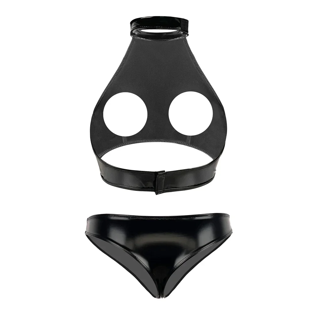 Women's Sexy Lingerie Sets Erotic Glossy PVC Leather Brassiere with Briefs Hollow Out Cupless Bras Tops+Low Rise Panties Outfits
Women's Sexy Lingerie Sets Erotic Glossy PVC Leather Brassiere with Briefs Hollow Out Cupless Bras Tops+Low Rise Panties Outfits