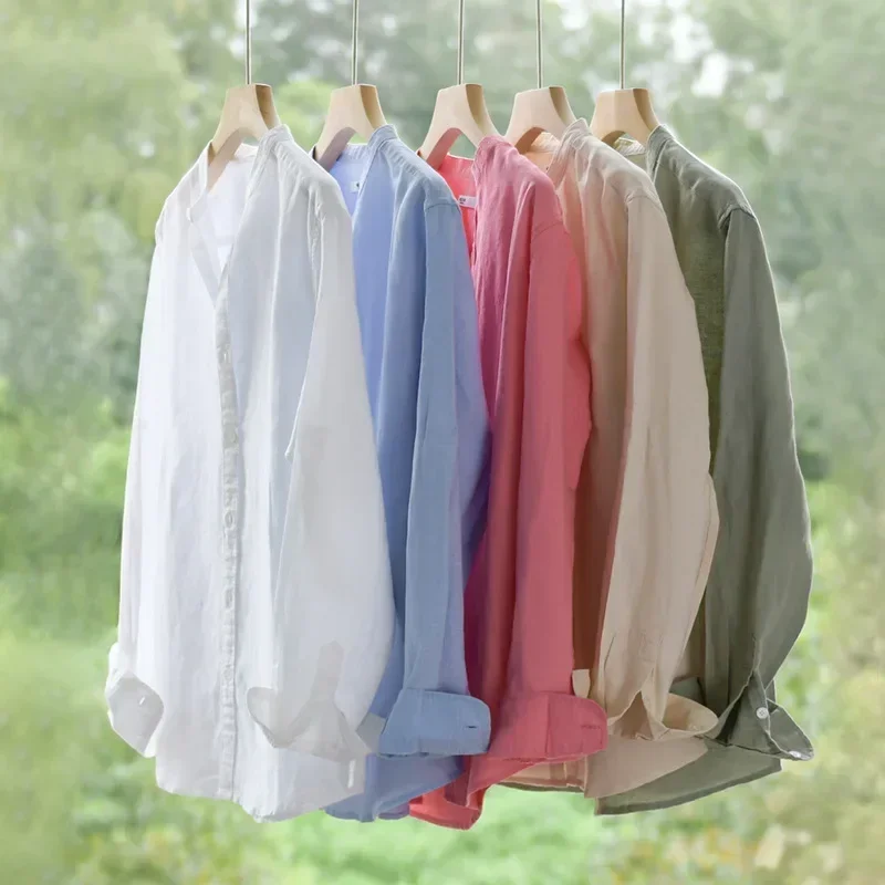 Long Sleeve Cotton Linen Shirt Men Spring Summer Beach Mens Shirts 4XL Solid Stand Collar Shirt Breathable Top Simple Clothing
Long Sleeve Cotton Linen Shirt Men Spring Summer Beach Mens Shirts 4XL Solid Stand Collar Shirt Breathable Top Simple Clothing