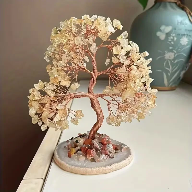 Natural high-quality agate base yellow crystal tree, is a leisure crystal suitable for home decoration, Christmas gifts, Thanksg
Natural high-quality agate base yellow crystal tree, is a leisure crystal suitable for home decoration, Christmas gifts, Thanksg