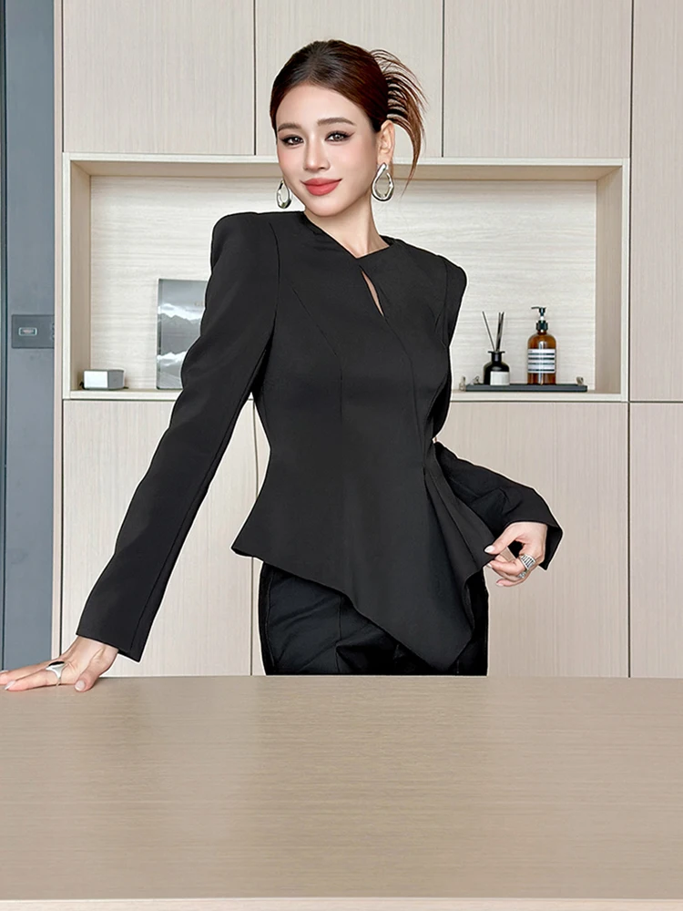 Street Clothes Women Formal Occasion Ruffle Shirt Elegant Lady Mujer O-Neck Hollow Tops Asymmetrical Blouse Fashion Spring Autum
Street Clothes Women Formal Occasion Ruffle Shirt Elegant Lady Mujer O-Neck Hollow Tops Asymmetrical Blouse Fashion Spring Autum