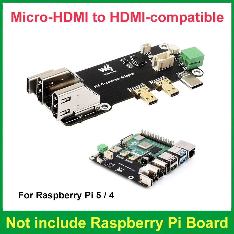 Многофункциональная плата адаптера Micro HDMI-совместимая с HDMI для Raspberry Pi 5 4B с двумя выходами 4K
Многофункциональная плата адаптера Micro HDMI-совместимая с HDMI для Raspberry Pi 5 4B с двумя выходами 4K