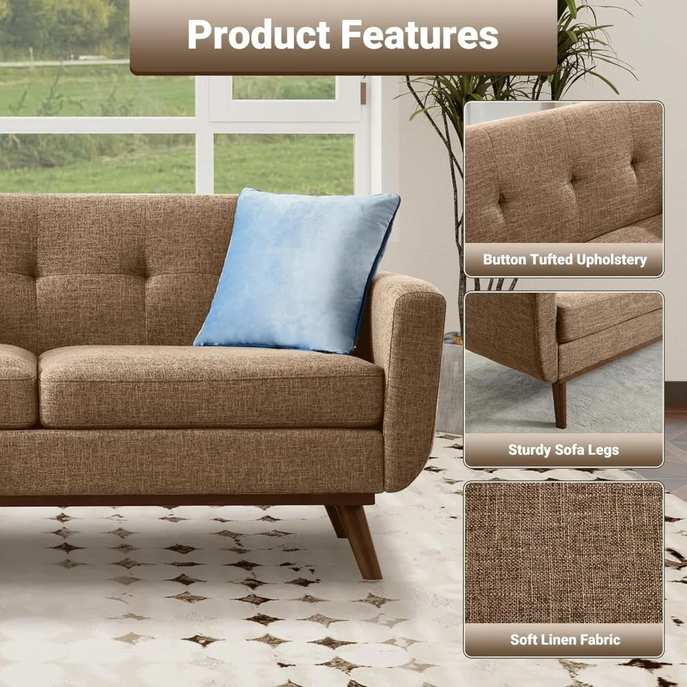 65.2" W Loveseat Sofa, Mid Century Modern Decor Love Seat Couches, Button Tufted Upholstered, Customized
65.2" W Loveseat Sofa, Mid Century Modern Decor Love Seat Couches, Button Tufted Upholstered, Customized