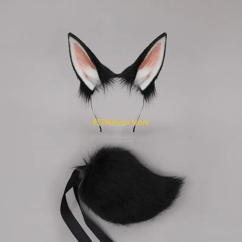 Y5GC Faux Furs Bunnies Ear Headband Tail Animal Bunnies Costume for Halloween Cosplay
Y5GC Faux Furs Bunnies Ear Headband Tail Animal Bunnies Costume for Halloween Cosplay
