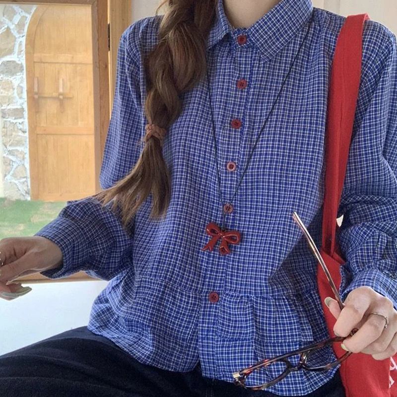 Summer Casual Korean Fashion Loose Buttons Single Breasted Plaid Long Sleeve Well-designed Feminine Close to the People Wild Pop
Summer Casual Korean Fashion Loose Buttons Single Breasted Plaid Long Sleeve Well-designed Feminine Close to the People Wild Pop