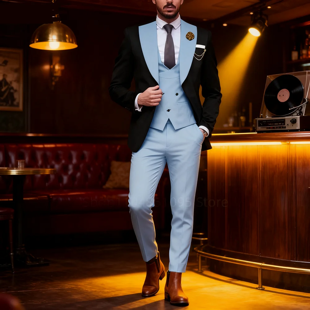 Роскошный мужской смокинг из трех предметов, модный пиджак на одной пуговице, жилет и брюки, комплект для свадебной церемонии, мужской модный смокинг
Роскошный мужской смокинг из трех предметов, модный пиджак на одной пуговице, жилет и брюки, комплект для свадебной церемонии, мужской модный смокинг