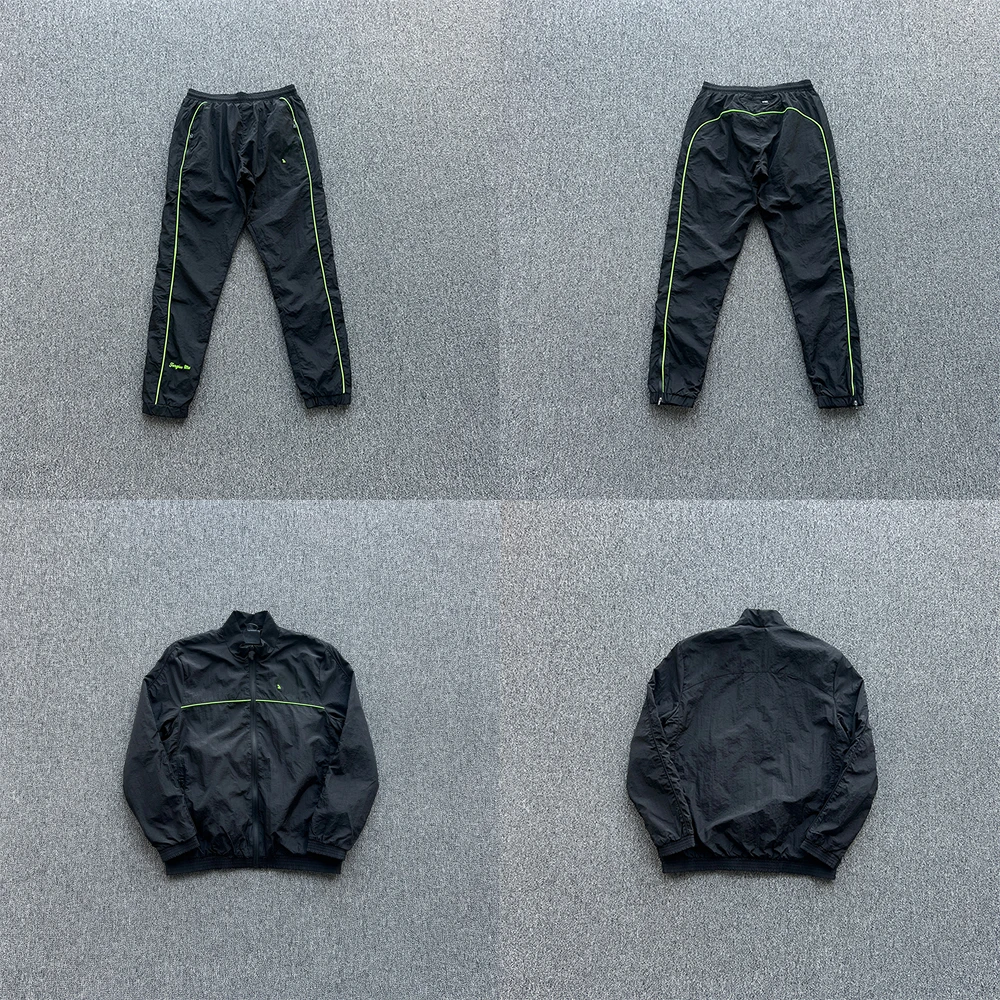 SY-133 Streetwear Hoodie Joggers Set for Men Casual Tracksuit Sweatshirts Black Fabric, Green Leather Label, Shuttle-woven Suit 
SY-133 Streetwear Hoodie Joggers Set for Men Casual Tracksuit Sweatshirts Black Fabric, Green Leather Label, Shuttle-woven Suit