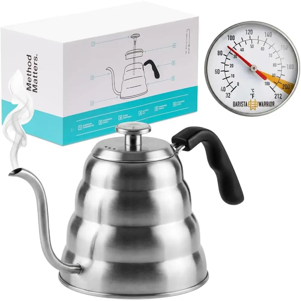 1.2L Pour Over Coffee & Tea Kettle, 18/8 Stainless Steel, Precision Drip Spout, Suitable for All Stoves
1.2L Pour Over Coffee & Tea Kettle, 18/8 Stainless Steel, Precision Drip Spout, Suitable for All Stoves