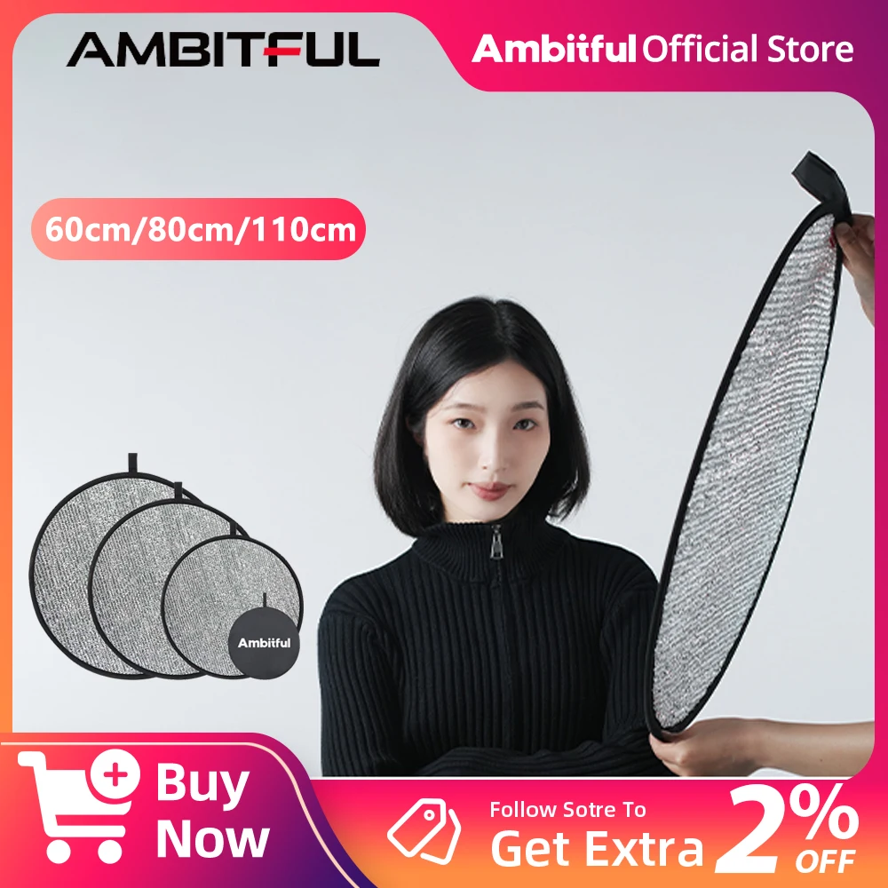 Ambitful 60cm 80cm110cm Collapsible Silver Reflector Windproof Round Reflectors Diffuser for Studio Photo Video Live Recording
Ambitful 60cm 80cm110cm Collapsible Silver Reflector Windproof Round Reflectors Diffuser for Studio Photo Video Live Recording