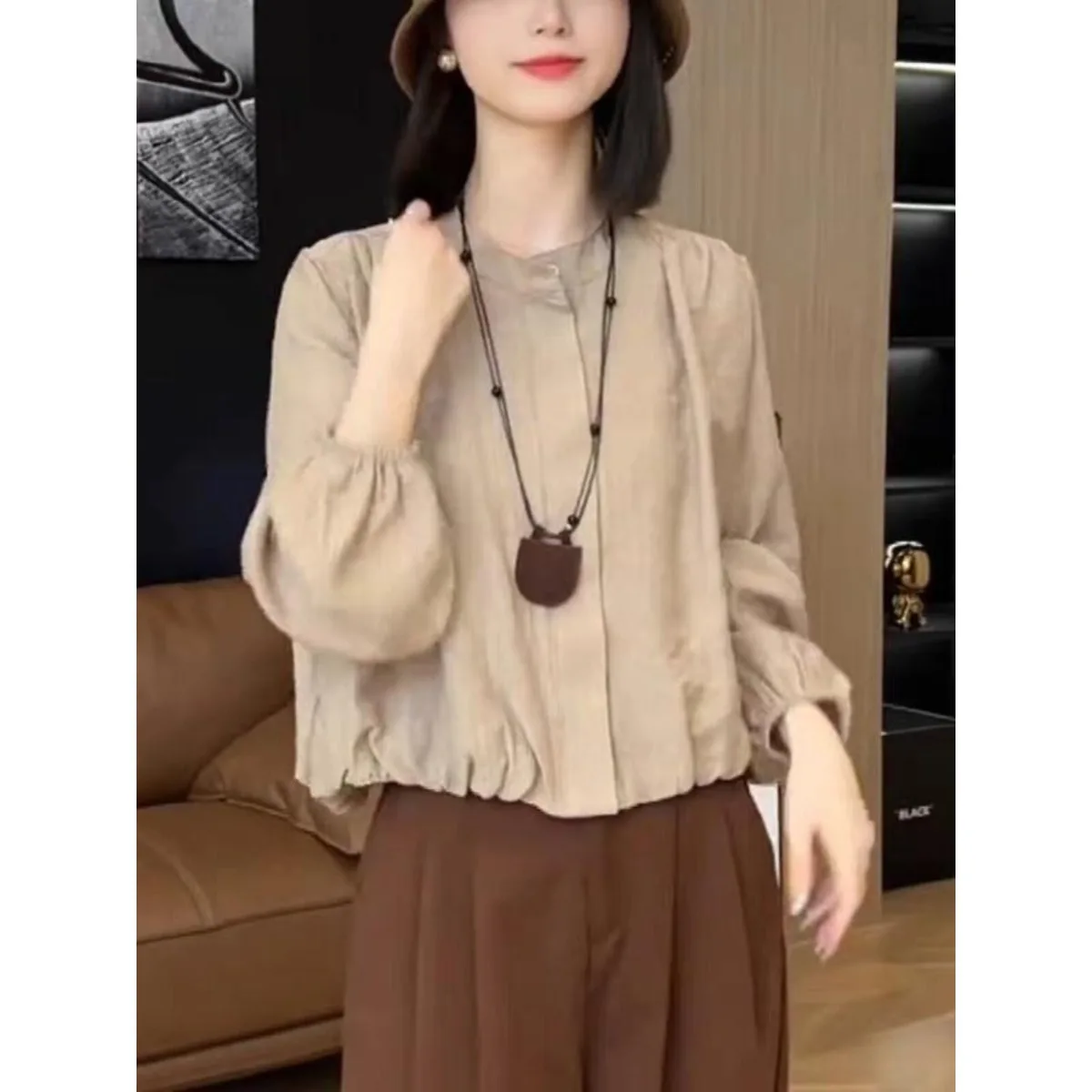 Chic Long Sleeve Women's Shirt Korean Style Elegant Ageless Fashionable Top Unique Beautiful French Style round Neck Shirt
Chic Long Sleeve Women's Shirt Korean Style Elegant Ageless Fashionable Top Unique Beautiful French Style round Neck Shirt