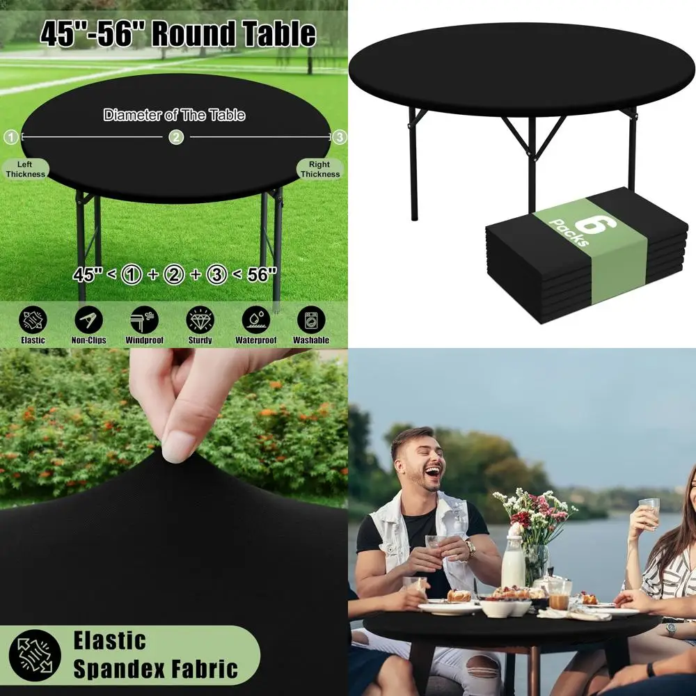 Облегающие скатерти из спандекса для круглых столов 45–56 лет, водонепроницаемый и моющийся полиэстеровый чехол для столовой и вечеринок, черный
Облегающие скатерти из спандекса для круглых столов 45–56 лет, водонепроницаемый и моющийся полиэстеровый чехол для столовой и вечеринок, черный