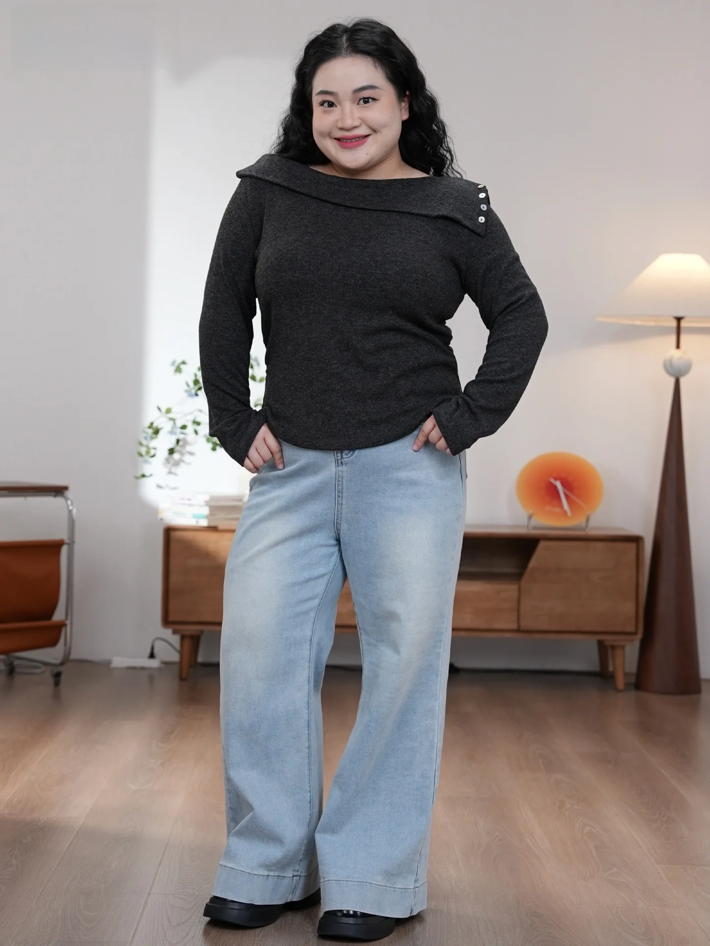 Slim Fit One oulder Top for plus Size Women Autumn Winter High End Feel Fun Bojie Sweet Sle Princ Cut Polyester Fiber
Slim Fit One oulder Top for plus Size Women Autumn Winter High End Feel Fun Bojie Sweet Sle Princ Cut Polyester Fiber