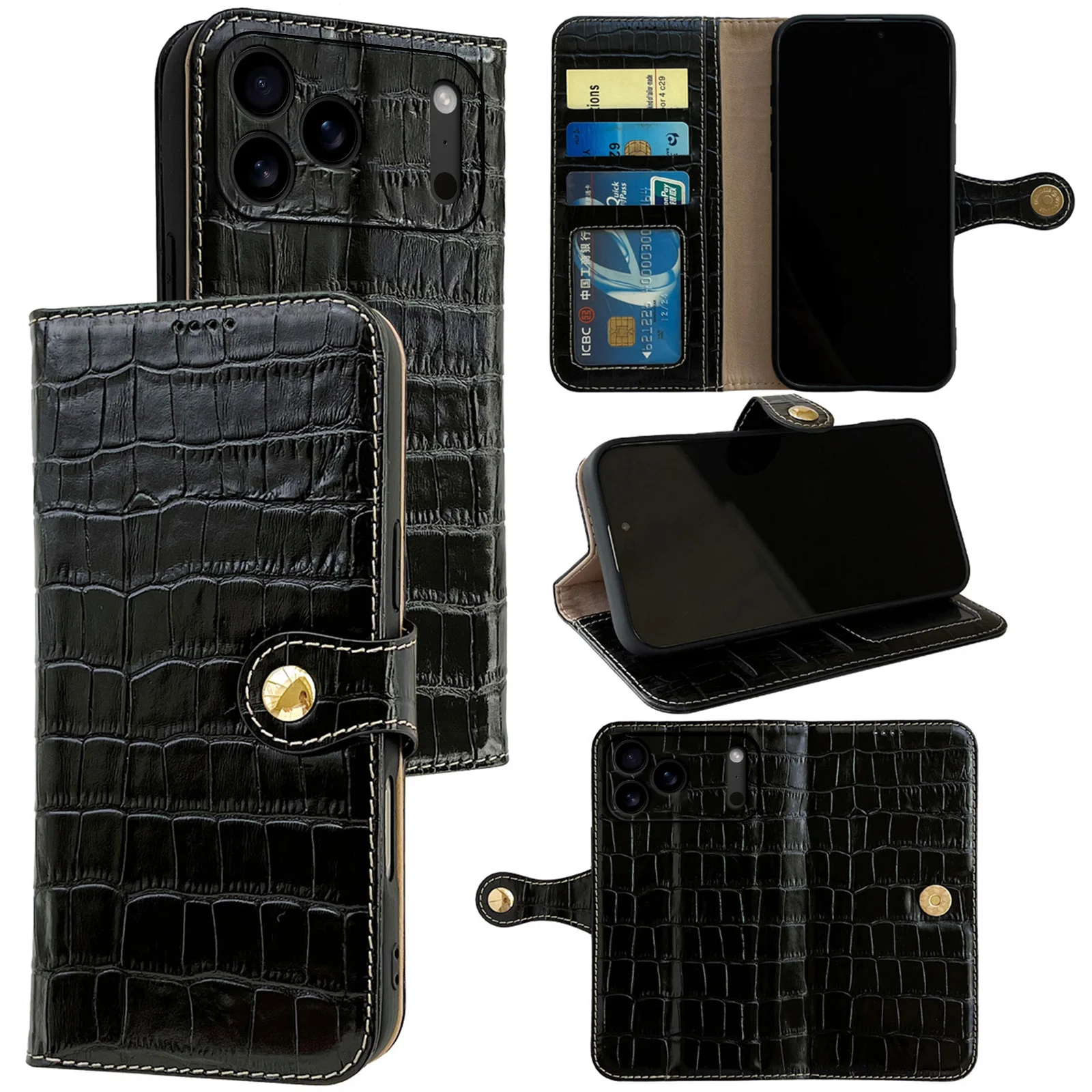 Crocodile-pattern wallet case with multiple card slots for iPhone 17/17 Pro/17 Pro Max, can be used as a stand when opened
Crocodile-pattern wallet case with multiple card slots for iPhone 17/17 Pro/17 Pro Max, can be used as a stand when opened