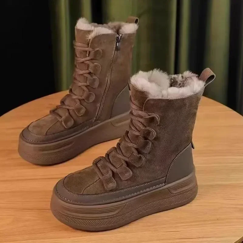 Platform Women Suede Ankle Snow Boots Flats Fur Warm Shoes 2024 Winter Brand Short Plush Women Shoes Trend Chelsea Cotton Boots
Platform Women Suede Ankle Snow Boots Flats Fur Warm Shoes 2024 Winter Brand Short Plush Women Shoes Trend Chelsea Cotton Boots