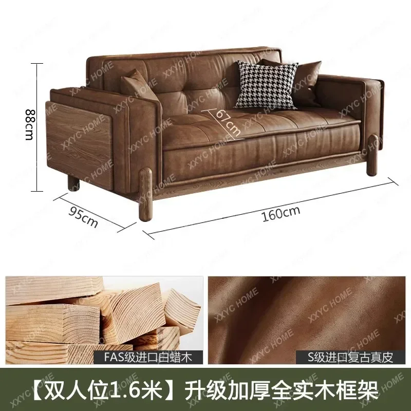American Retro Solid Wood Sofa Genuine Leather Living Room Walnut Color First Layer Cowhide Straight Row Sofa
American Retro Solid Wood Sofa Genuine Leather Living Room Walnut Color First Layer Cowhide Straight Row Sofa