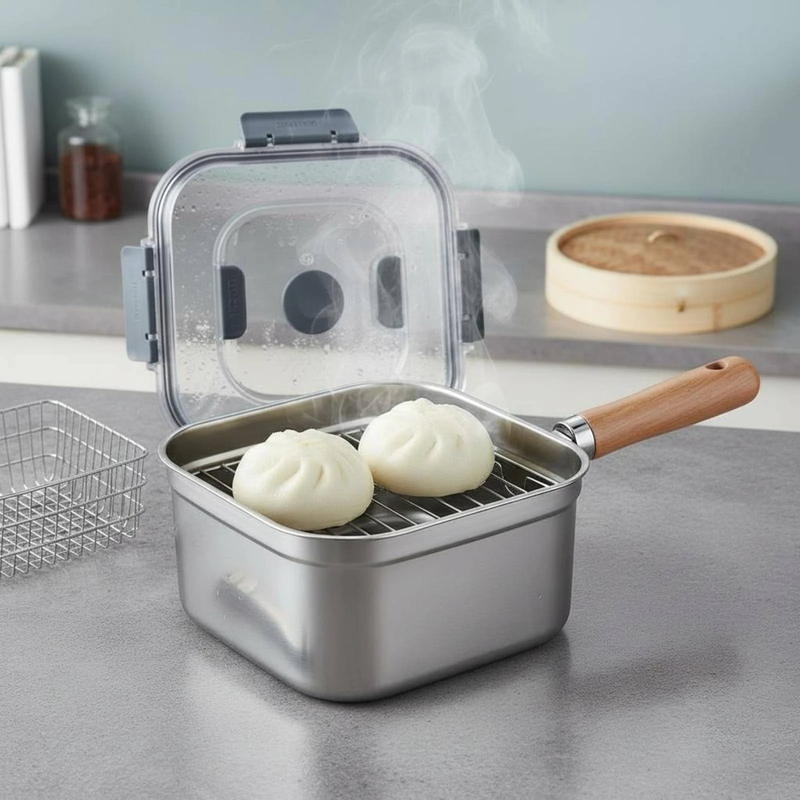 Stainless Steel Fryer Pot Detachable Handle Deep Fryer Pot with Basket All Stovetop Compatible for Campers, Travel
Stainless Steel Fryer Pot Detachable Handle Deep Fryer Pot with Basket All Stovetop Compatible for Campers, Travel
