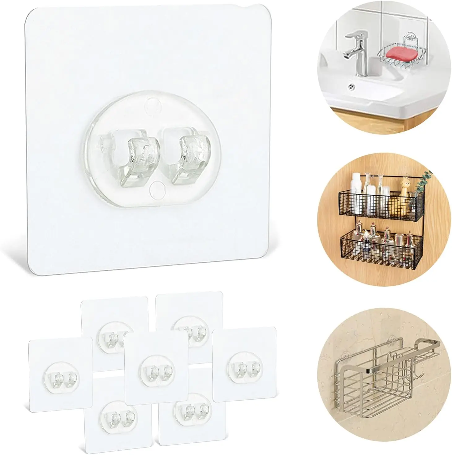 8-Pack Adhesive Shower Hooks, Strong Sticker for Bathroom Shelves, No Drilling Required
8-Pack Adhesive Shower Hooks, Strong Sticker for Bathroom Shelves, No Drilling Required